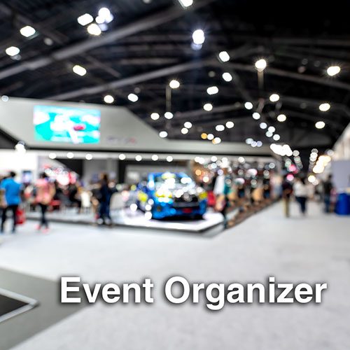 Abstract blurred defocused tradeshow event exhibition, business convention show, job fair, technology expo. Organization company trade fair event. Marketing advertisement concept.